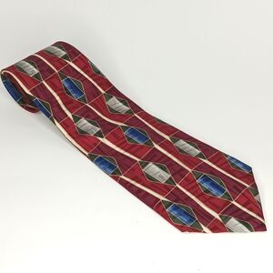GIVENCHY Men’s Burgundy Geometric Silk Tie One Size Retro Mod